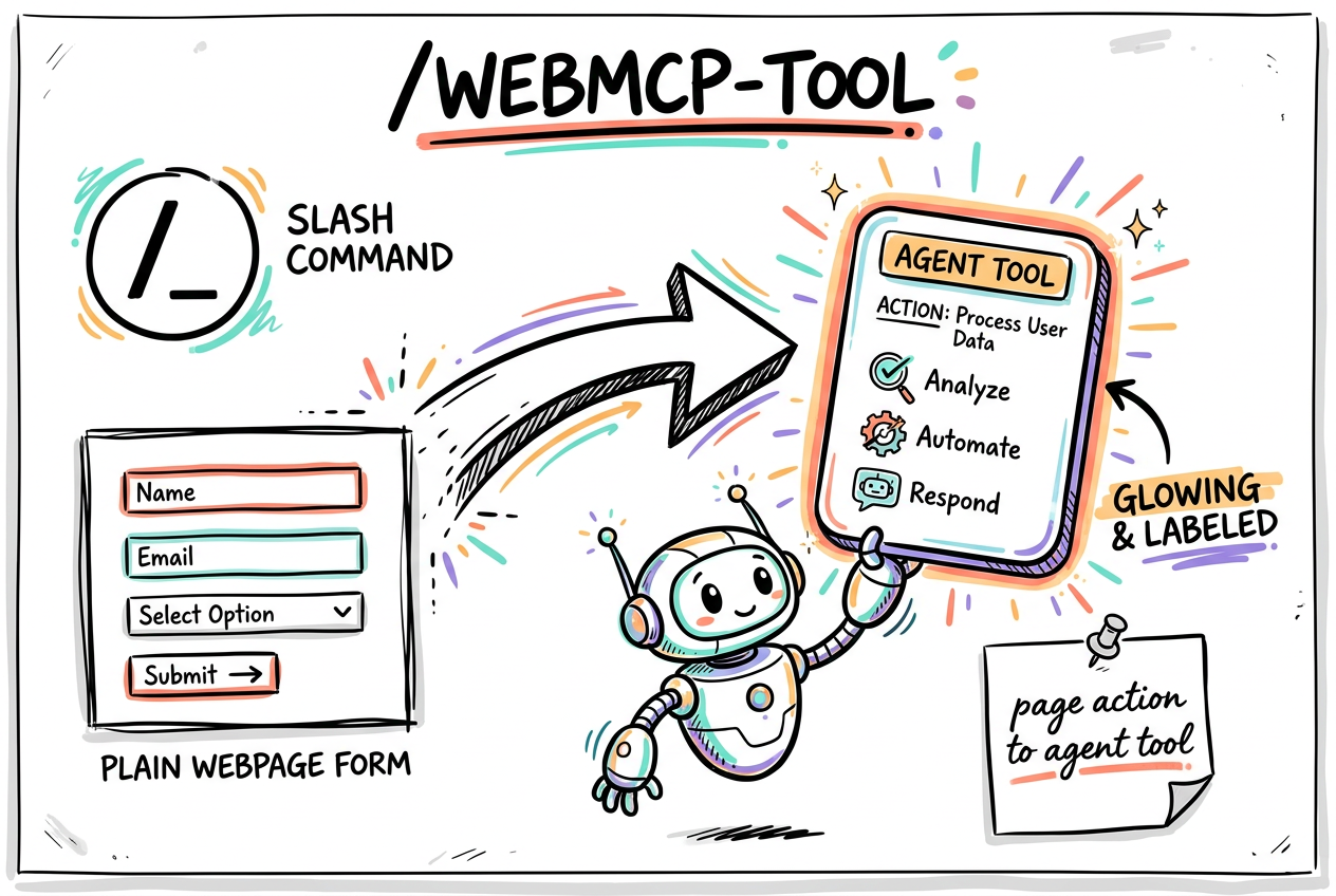 /webmcp-tool: a page action becomes an agent tool